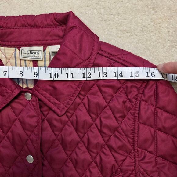 EUC LL Bean Women's M Quilted Lined Long Sleeve Snap Front Jacket Burgundy - Picture 11 of 16